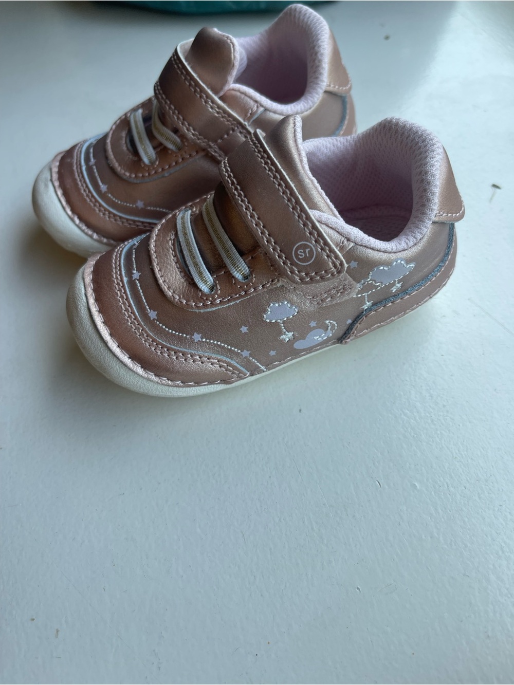 Kids Rose Gold Cloud Sneaker with Velcro Strap